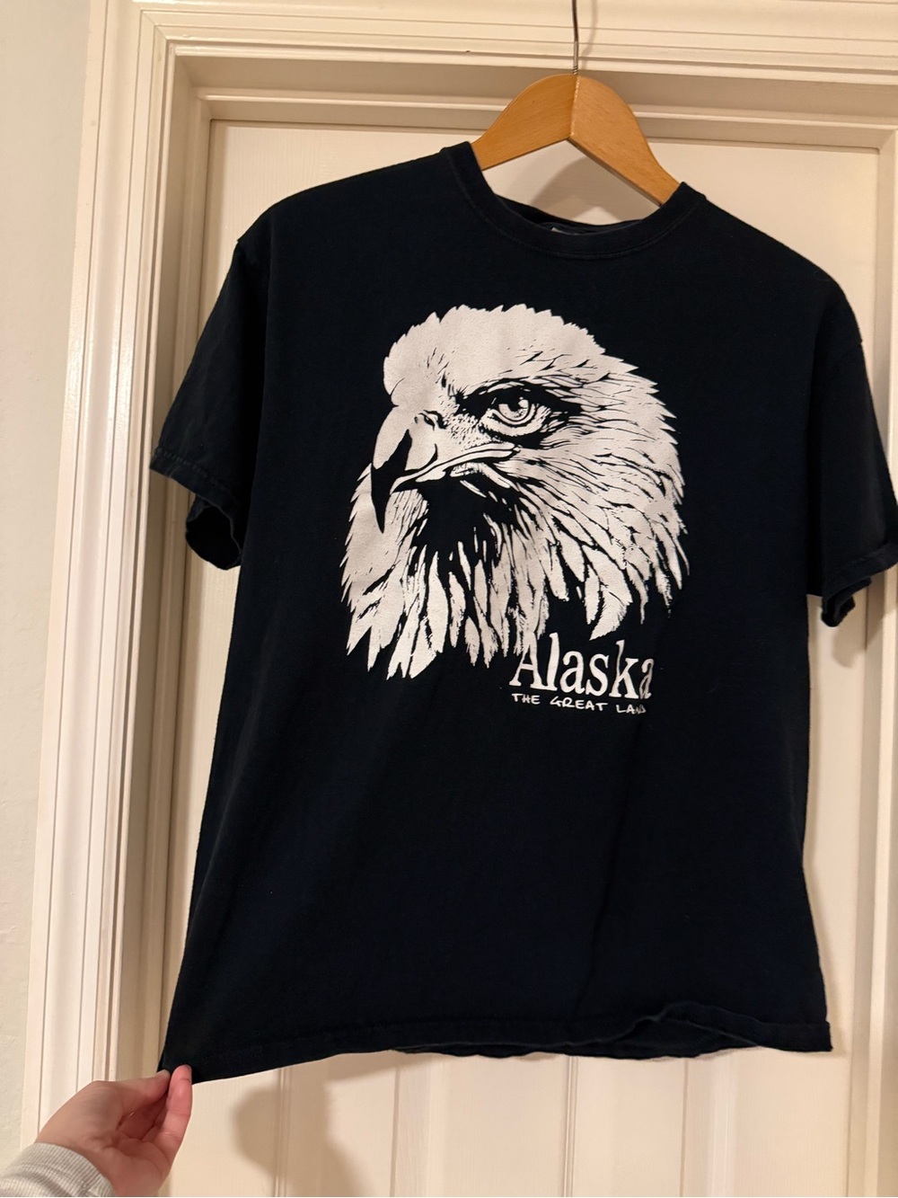 Gildan Black Tee with White Eagle Alaska Graphic
